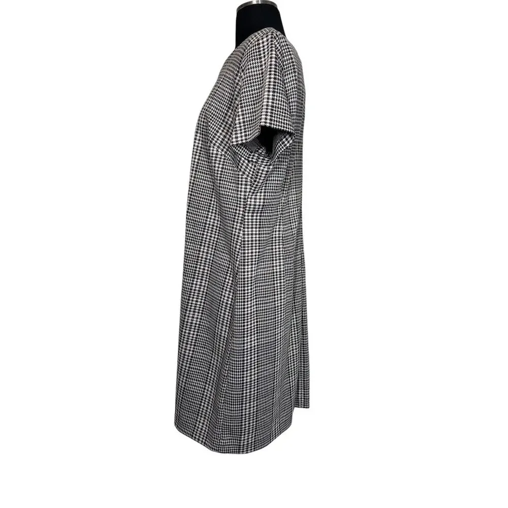 Calvin Klein Houndstooth Sheath Dress Knee Length Short Sleeve Career Sz 14 New